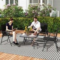 OUTSUNNY 4 PCs Patio Furniture Set, Garden Set w/ Table, Foldable Chairs, a Loveseat in Black