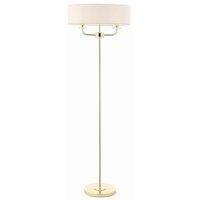 Netlighting Nixon 2 Light Floor Lamp Brass Crystal Glass E14 in Gold