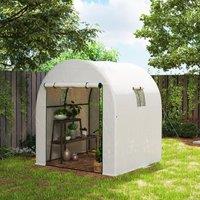 OUTSUNNY 1.8 x 1.8 x 2m Polytunnel Greenhouse with Doors & Mesh Windows in White