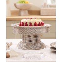 Dibor Premium Natural Rattan White Display Christmas Table Decor Cake Stand