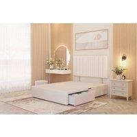 Somnior Alexas 2 Drawers Divan Bed with 30 Upholstered Headboard Plush Velvet in White | Size: Single