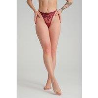 LINGERIE ROOM OFFICIAL Women's Penelope Thong in Burgundy | Size: Medium
