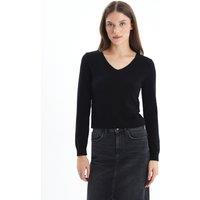 Dexia Women's Elegant Black Jumper with Refined Details | Size: Small