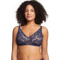 Royce Lingerie Women's Zahra Graphic Lace Non Wired Comfort Bra in Blue | Size: 36D