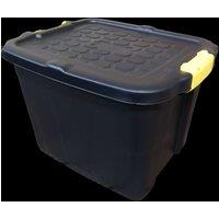 Samuel Alexander 42L Heavy Duty Lockable & Stackable Storage Tub Chest with Clips in Black