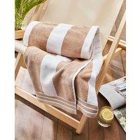 Allure Bath Fashions Jumbo Cabana Stripe Beach Towel - 100% Cotton in Beige