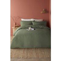 Serene 'Lindly' Waffle Duvet Cover Set in Dark Green | Size: Double