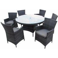 FURNITURE ONE Men's 7 Pieces Patio Outdoor Round Table Dining Sets ALUMINUM FRAME in Grey