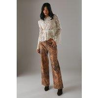 Suedette Sequin Lace Up Trouser