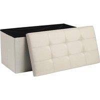 AKA Storage Ottoman Bench Chest with Lid Beige Linen | Size: Medium