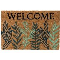 Eco-Friendly Latex Backed Coir Entrance Doormat, 40x60cm - Welcome Leaves