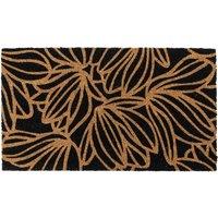 Eco-Friendly Latex Backed Coir Entrance Doormat, 40x70cm - Black Floral