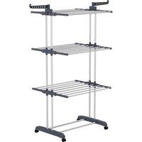 Gr8 Home 3 Tier Clothes Airer Folding Drying Rack Dryer Laundry Horse in Grey