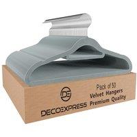 Deco Express Velvet Hangers 50 Pack Non Slip For Clothes in Grey