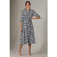 Jolie Moi Women's Tie Sleeve Shirt Maxi Dress in Mid Navy | Size: 12