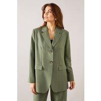Wallis Women's Single Breasted Two Button Blazer in Olive | Size: 16