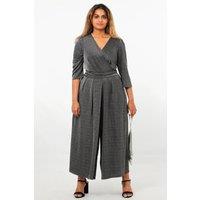 Wide leg Cropped Jumpsuit- Silver, Glitter