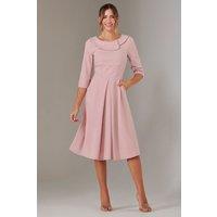 Jolie Moi Women's Sloan 3/4 Sleeve Midi Dress in Dusty Pink | Size: 14