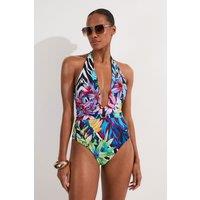 Tropical Floral Plunge Swimsuit