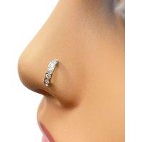 Raina Jewels Women's 18ct White Gold Beautiful Small Half Hoop Nose Stud/Pin 8.7 mm Length