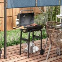 OUTSUNNY Charcoal Barbecue Grill with Shelves & Wheels, Portable BBQ Trolley Smoker in Black