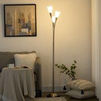 HOMCOM Modern Floor Lamp for Living Room Bedroom 3 Light Upright in Silver