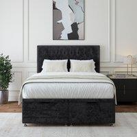Bedmaster Luxury Velvet Ottoman Divan Base & Button Headboard in Black | Size: Super King