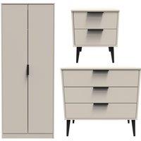 Ready Assembled 2 U Tulsa 3 Piece Bedroom Furniture pack (Ready Assembled) in Taupe | Size: Large