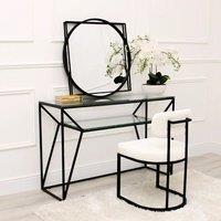 Modish Furnishing Rhea Set Of 2 White Chenille Fabric Dining Chair with Handle On Black Frame