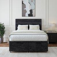 Bedmaster Luxury Velvet Ottoman Divan Base & Lined Headboard in Black | Size: Double