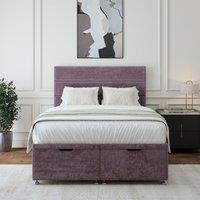Bedmaster Luxury Velvet Ottoman Divan Base & Lined Headboard in Mauve | Size: Small Double