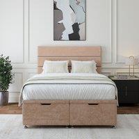 Bedmaster Luxury Velvet Ottoman Divan Base & Lined Headboard in Light Brown | Size: Super King
