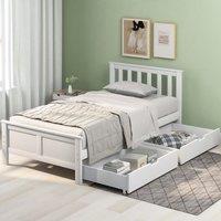 AKA 3ft Single Wooden Solid White Pine Storage Bed with Drawers Bed