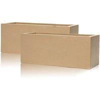 Primrose Fibrecotta Sand Rectangular Trough Planter 80cm Set of 2 in Yellow