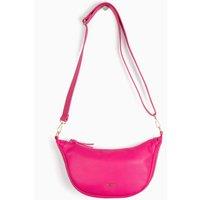Etre Women's Silver Metallic Faux Leather Half Moon Crossbody Bag in Fuchsia