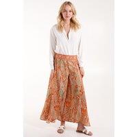 Blue Vanilla Women's Embellished Waist Wide Leg Trousers in Orange | Size: Small