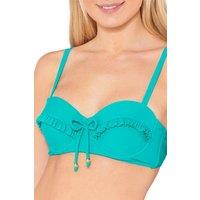 Beachcomber Women's Underwired Frill Bikini Top in Turquoise | Size: 10