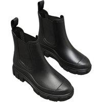 IVACHY Women's Waterproof Rain Boots Wellingtons Boots- Chelsea Boots in Black | Size: 7.5
