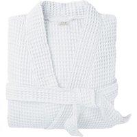 Allure Bath Fashions Unisex Lightweight Waffle Bathrobe, Spa Dressing Gown Kimono in White | Size: S/M