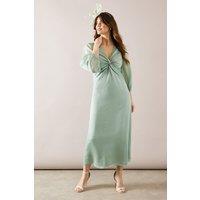 Wallis Women's Viscose Twist 3/4 Sleeve Midaxi Dress in Sage | Size: 18