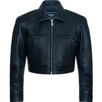 Infinity Leather Women's Cropped Biker Leather Jacket - Dubai in Black | Size: 12