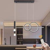 Modern Geometric Black Dimmable LED Pendant Light with Remote Control