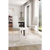 Set of 2 White PU Leather Armless High Back Dining Chairs