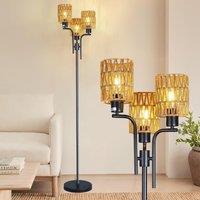 3-Light Woven Floor Lamp with Foot Switch
