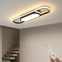 LED Flush Mount Ceiling Lights Dimmable Black LED Ceiling Lamp with Remote Control Acrylic Linear Ceiling Lighting Fixture for Living Room Kitchen Be