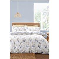 Bianca 'Eloise Floral' 230 Thread Count Cotton Satin Stripe Duvet Cover Set in Blue | Size: Double
