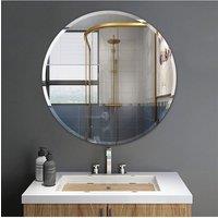 Living and Home 40cm Contemporary Circular Beveled Edge Frameless Wall Mirror in Clear