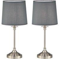 First Choice Lighting Set of 2 Chester - Brushed Nickel Lamps in Silver