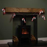 Samuel Alexander 1.75m 6 Hanging Candy Cane Christmas Infinity Light Garland with LEDs in Red