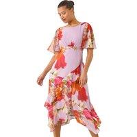 Floral Painted Frill Midi Dress
